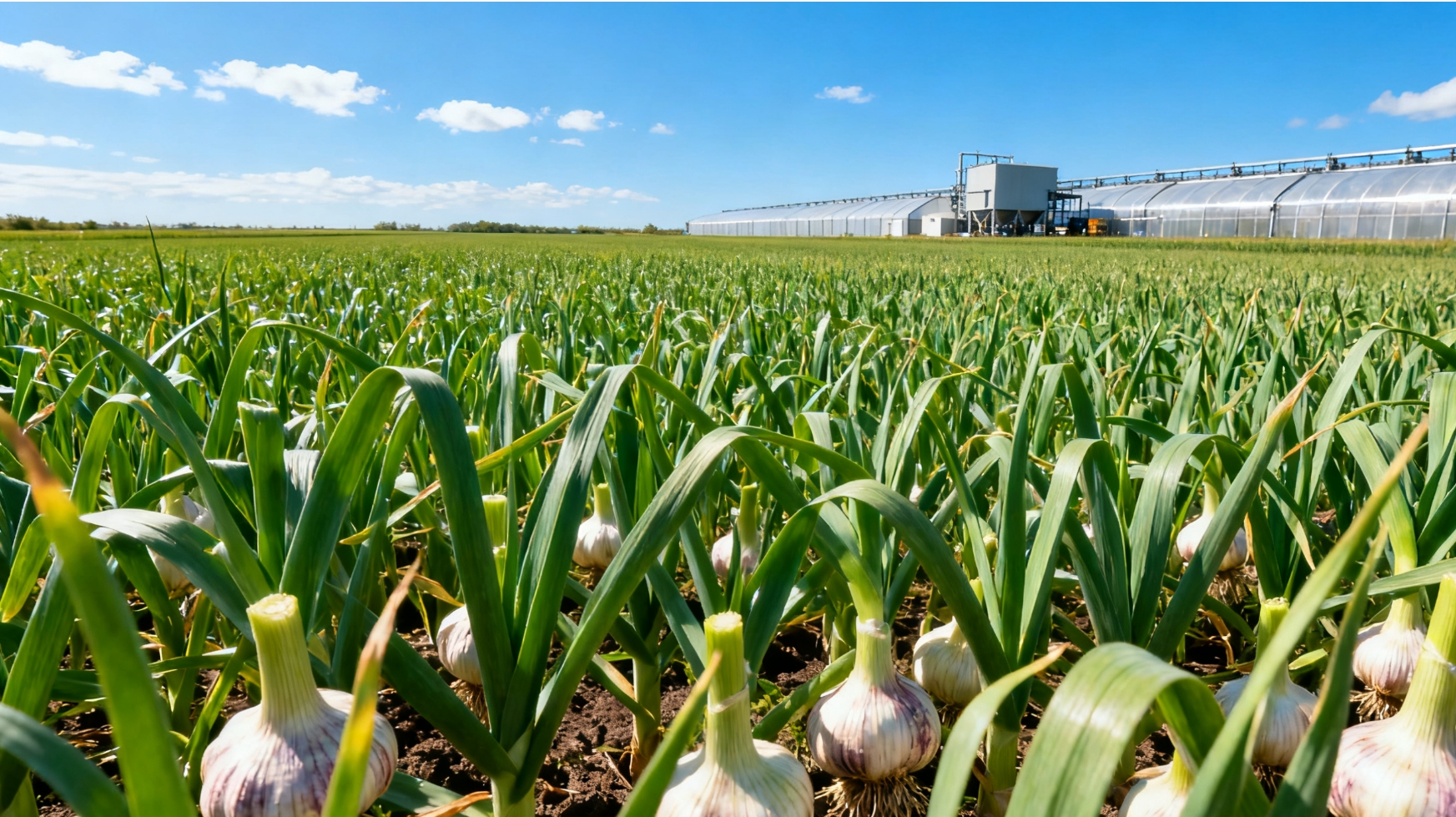 Fresh garlic field